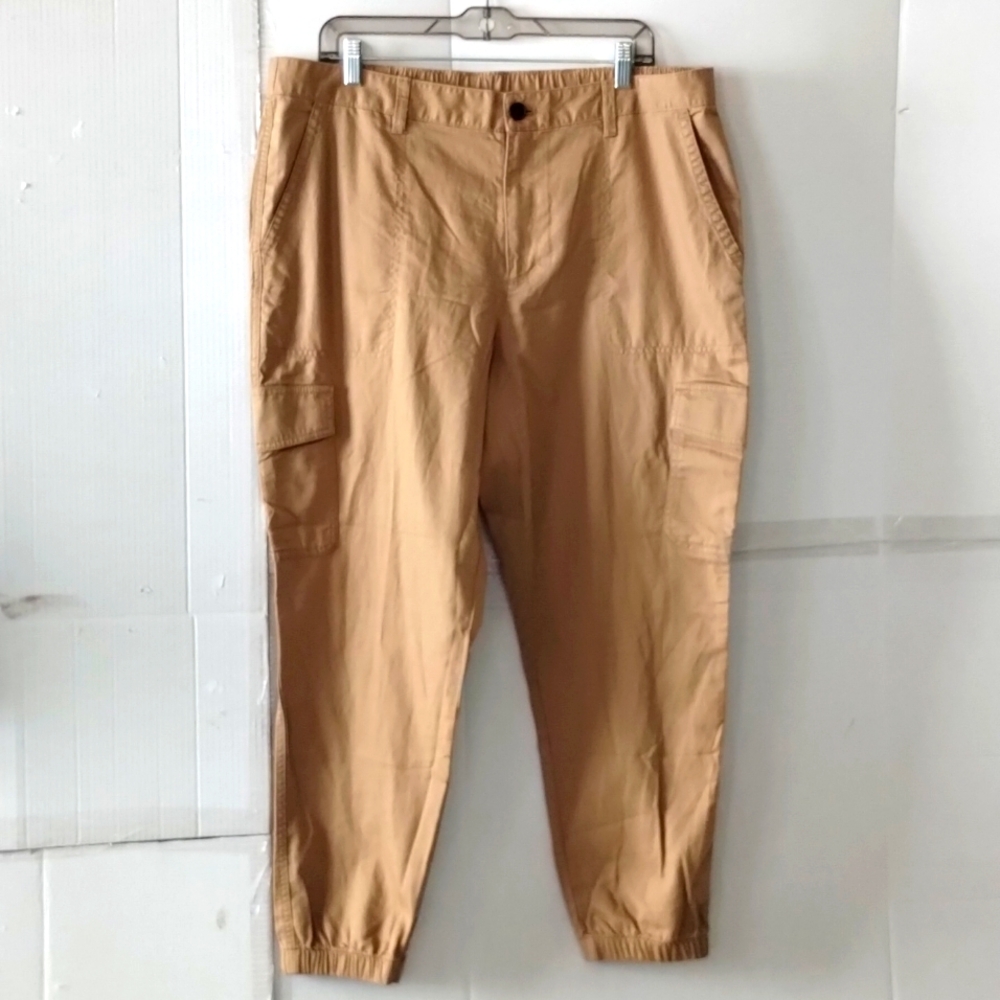 GAP Girlfriend Brown Jogger Pants SZ 18 Back Elastic Waist 6 Pockets Soft Comfy